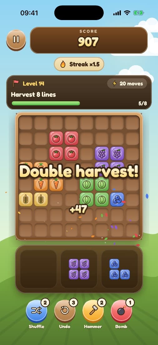 A double harvest popping off the board